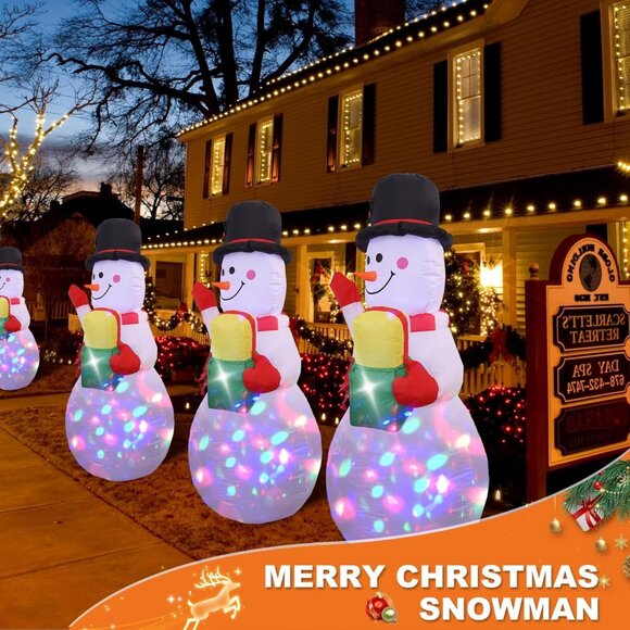 5FT Inflatable Snowman with Rotating LED Lights for Christmas Yard Decor - Picture 5 of 6